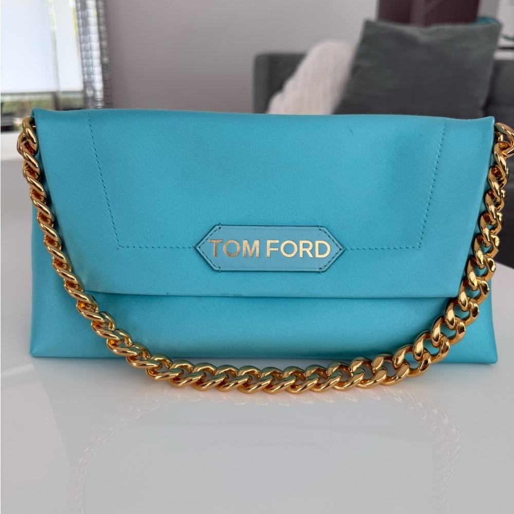 Tom Ford Satin Mini Label Chain Shoulder Bag